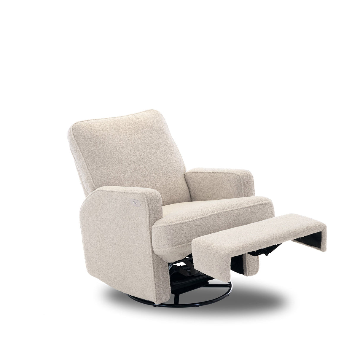 Obaby Madison Electric Swivel Glider Recliner Chair - Teddy Fabric Ivory