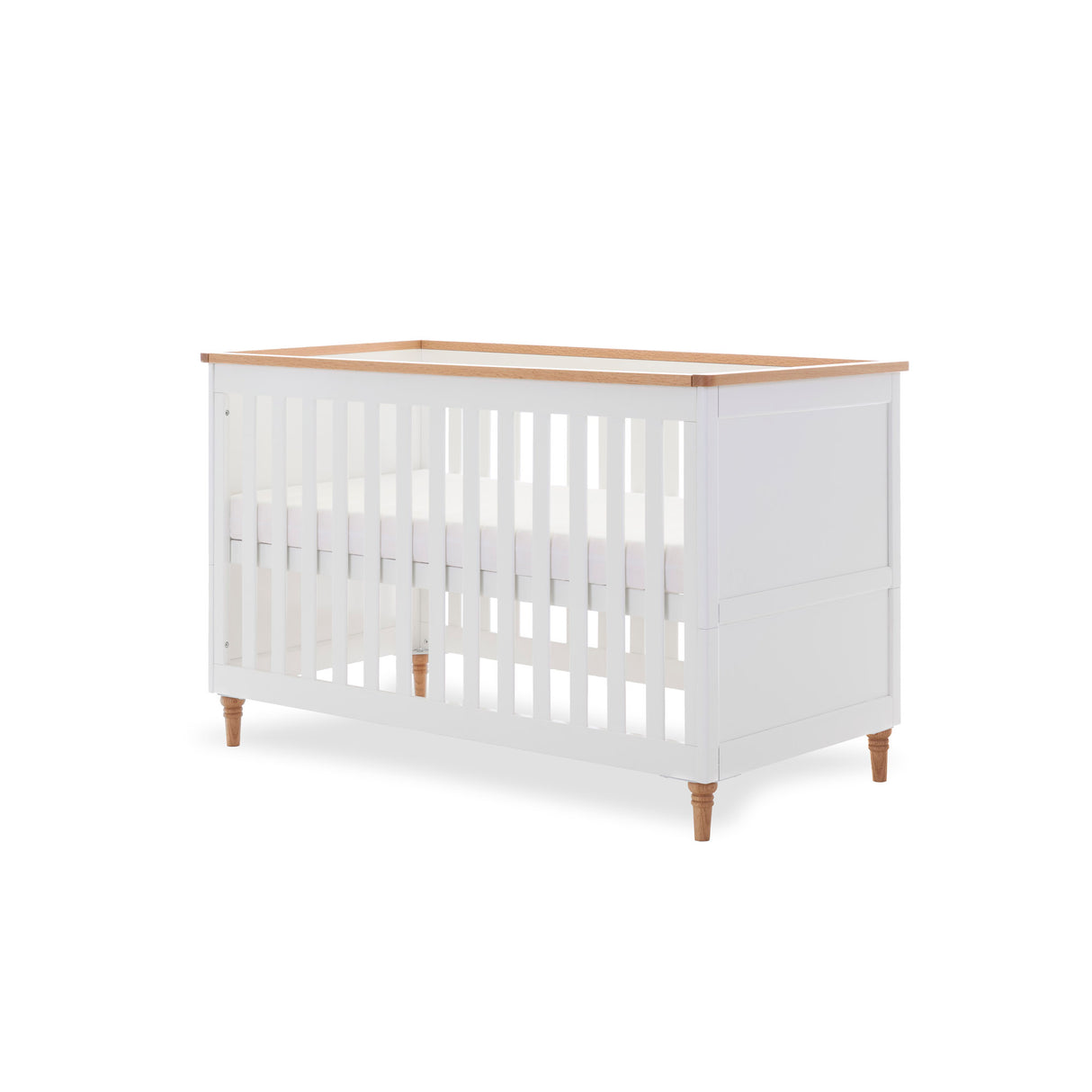 Obaby Orla 2 Piece Nursery Furniture Set with Cot Bed and Dresser - White & Oak