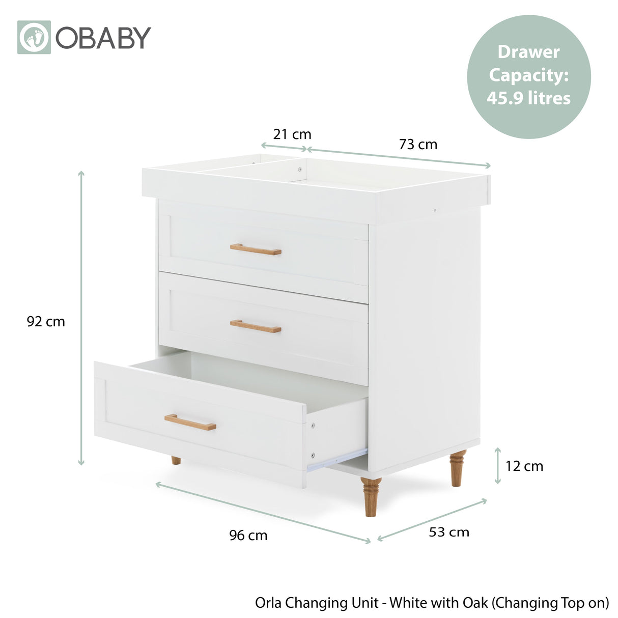 Obaby Orla Dresser/Changing Unit - White & Oak