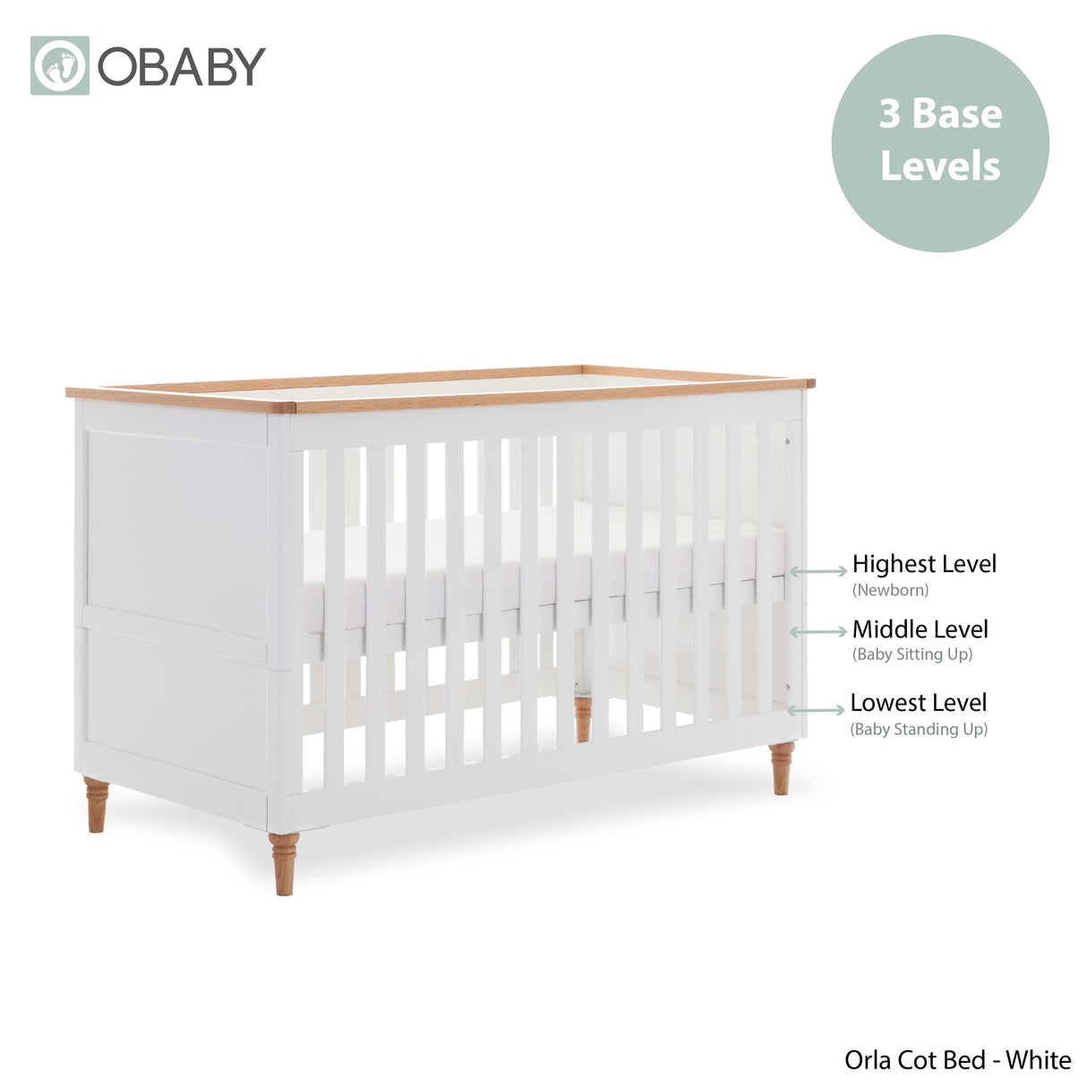 Obaby Orla Cot Bed - White & Oak