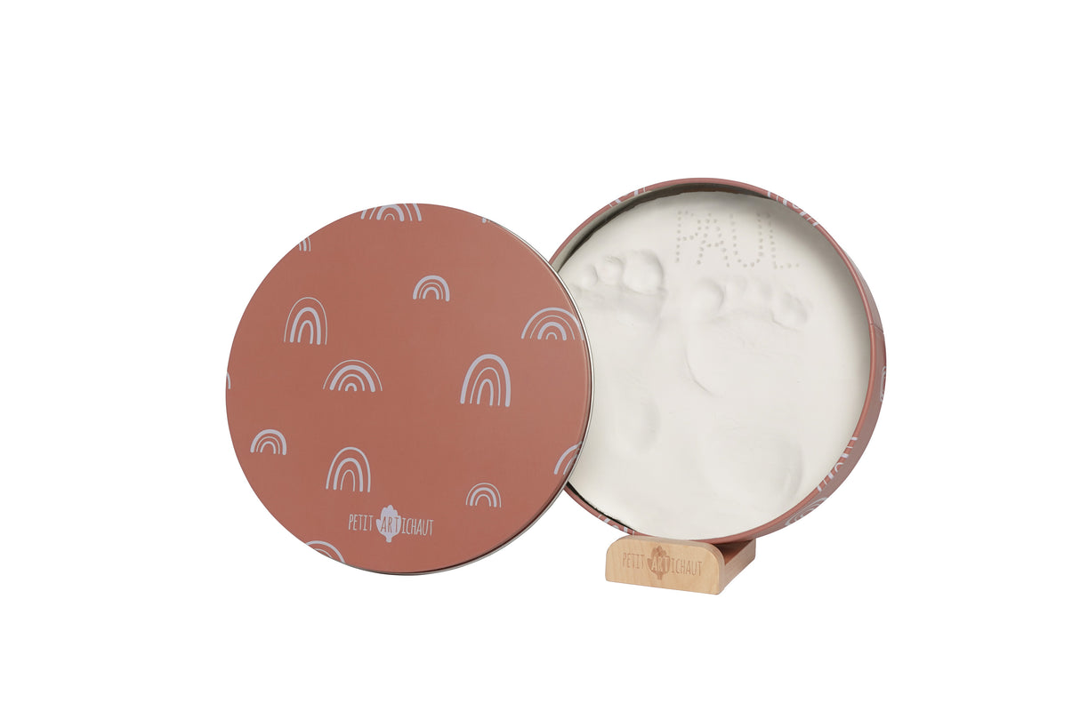 Petit Artichaut Baby Imprint Round Tin Keepsake - Rainbow Terracotta