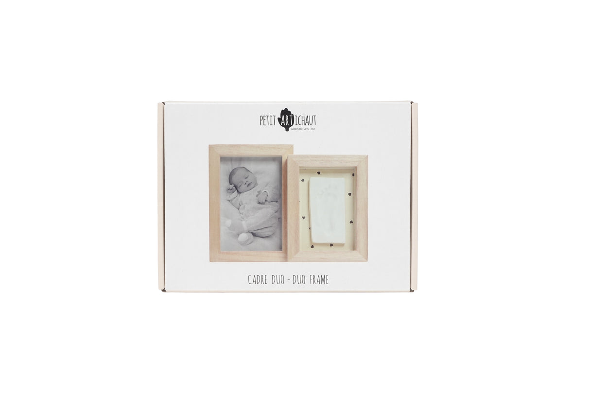 Petit Artichaut Double Frame Baby Photo & Imprint Keepsake - Pretty Hearts