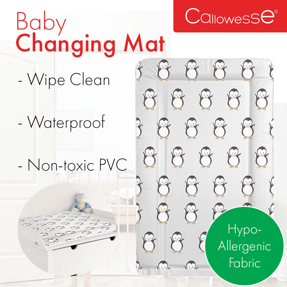 Callowesse Soft Foam Baby Changing Mat - Grey Penguin