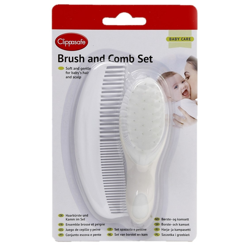 Clippasafe Baby Brush & Comb Set - White