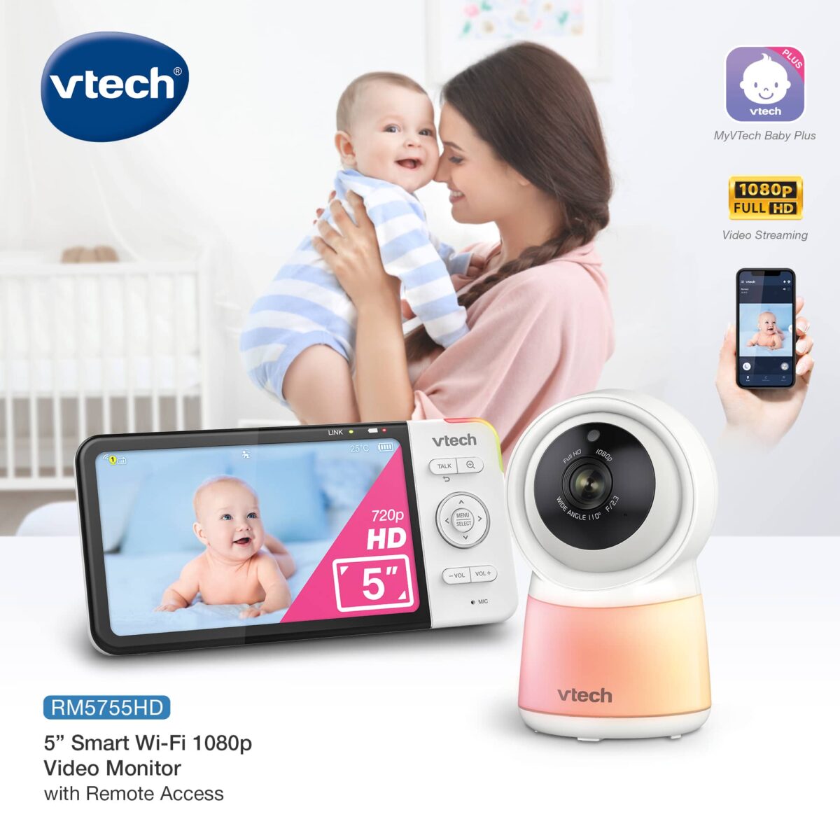 VTech RM5755HD 5″ HD Smart Wi-Fi Video Monitor