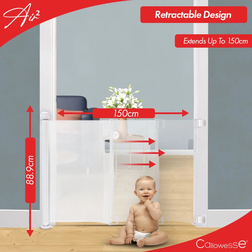 Callowesse Air2 Retractable Stair Safety Gate 0-150cm – White