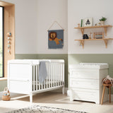 Tutti Bambini Rio 2 Piece Nursery Furniture Set with Cot Bed, Cot Top Changer and Dresser - White