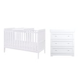 Tutti Bambini Rio 2 Piece Nursery Furniture Set with Cot Bed, Cot Top Changer and Dresser - White