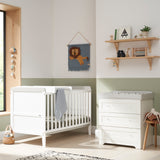 Tutti Bambini Rio 2 Piece Nursery Furniture Set with Cot Bed, Cot Top Changer and Dresser - White / Dove Grey