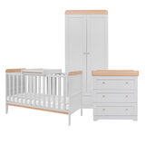 Tutti Bambini Rio 3 Piece Nursery Furniture Set with Cot Bed, Cot Top Changer, Dresser and Wardrobe - Dove Grey / Oak