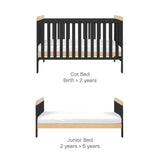 Tutti Bambini Rio 3 Piece Nursery Furniture Set with Cot Bed, Cot Top Changer, Dresser and Wardrobe - Slate Grey / Oak