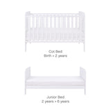 Tutti Bambini Rio 2 Piece Nursery Furniture Set with Cot Bed, Cot Top Changer and Dresser - White