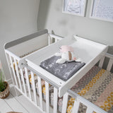 Tutti Bambini Rio 2 Piece Nursery Furniture Set with Cot Bed, Cot Top Changer and Dresser - White / Dove Grey