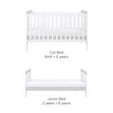 Tutti Bambini Rio 2 Piece Nursery Furniture Set with Cot Bed, Cot Top Changer and Dresser - White / Dove Grey