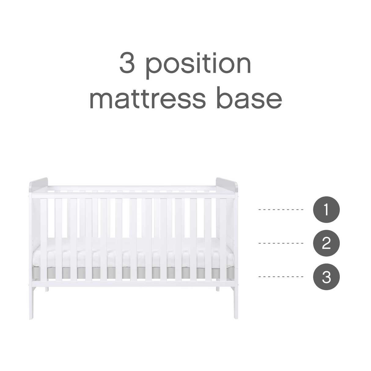 Tutti Bambini Rio Cot Bed with Cot Top Changer & Mattress - White & Dove Grey