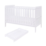 Tutti Bambini Rio 2 Piece Nursery Furniture Set with Cot Bed, Cot Top Changer and Dresser - White