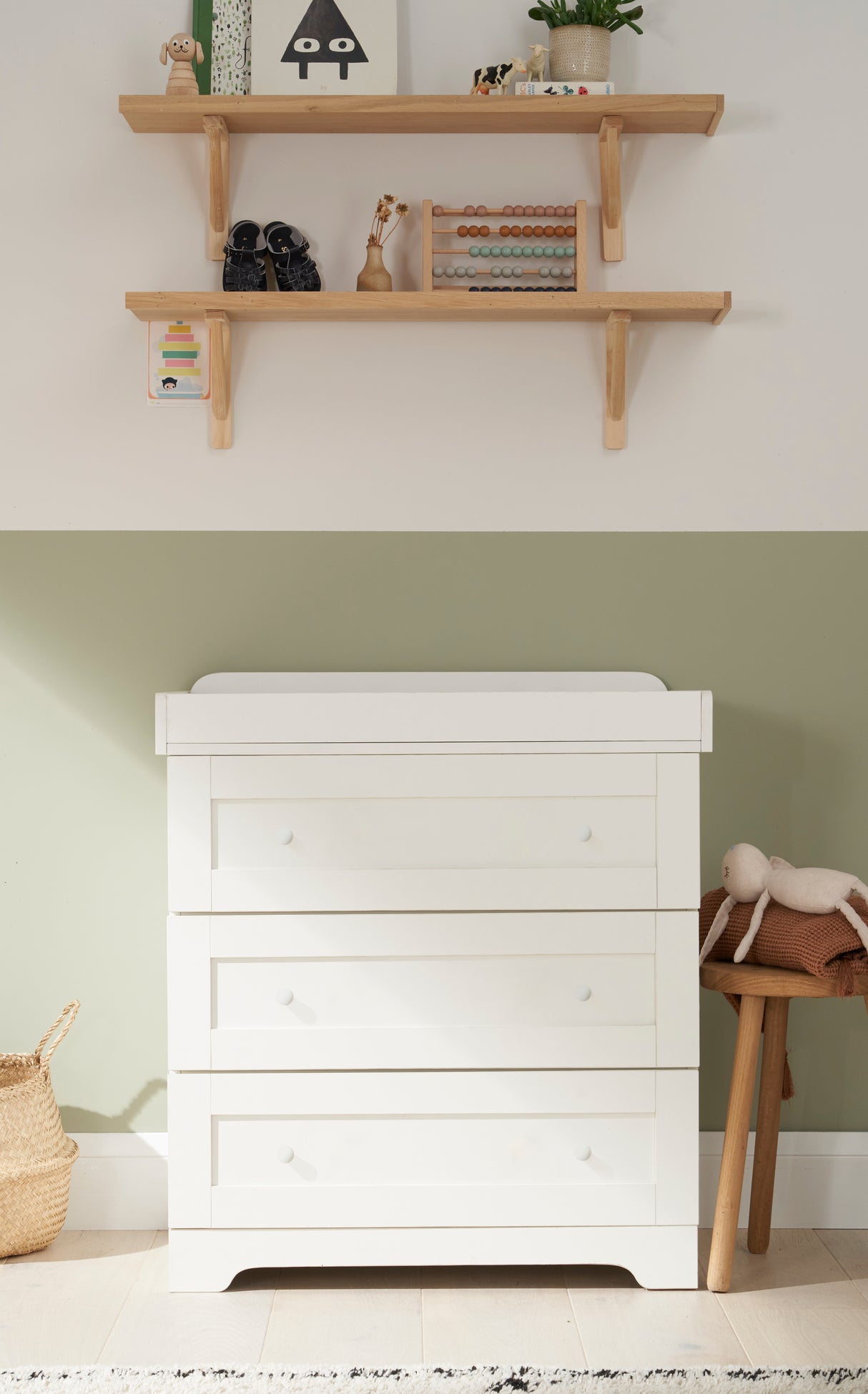 Tutti Bambini Rio 2 Piece Nursery Furniture Set with Cot Bed, Cot Top Changer and Dresser - White