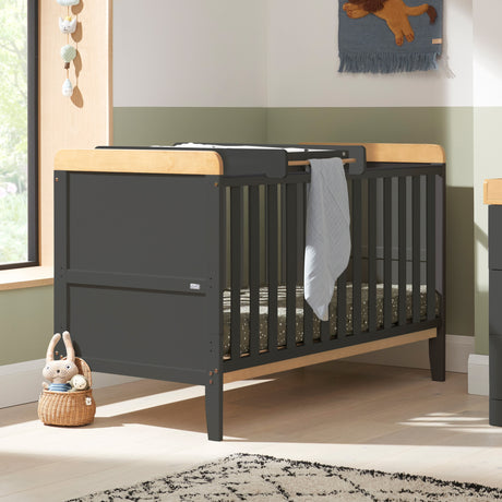 Tutti Bambini Rio Cot Bed with Cot Top Changer & Mattress - Slate Grey & Oak