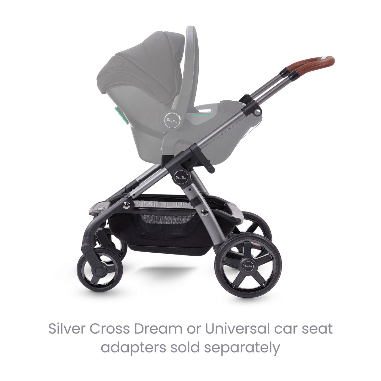 Silver Cross Wave 3 Single to Double Travel System with Dream Car Seat and ISOFIX Base - Lunar