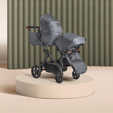 Silver Cross Wave 3 Single to Double Travel System with Dream Car Seat and ISOFIX Base - Lunar