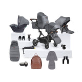 Silver Cross Wave 3 Single to Double Travel System with Dream Car Seat and ISOFIX Base - Lunar