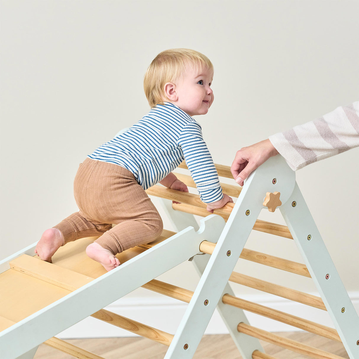 Tutti Bambini Scala Montessori 3-in-1 Pikler Climbing Frame with Climbing Wall - Sea Mist