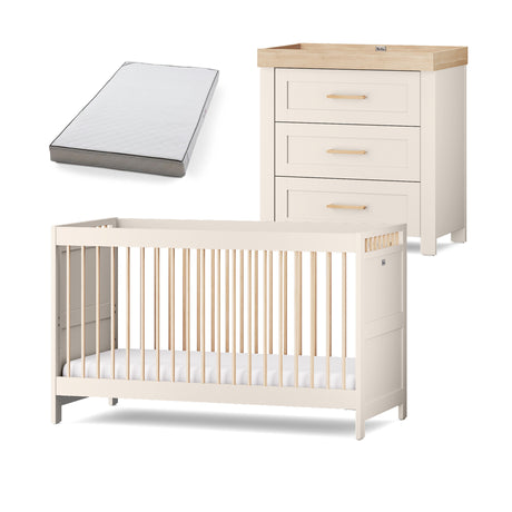 Silver Cross Seville 2 Piece Nursery Furniture Set with Convertible Cot Bed to Toddler Bed & Dresser