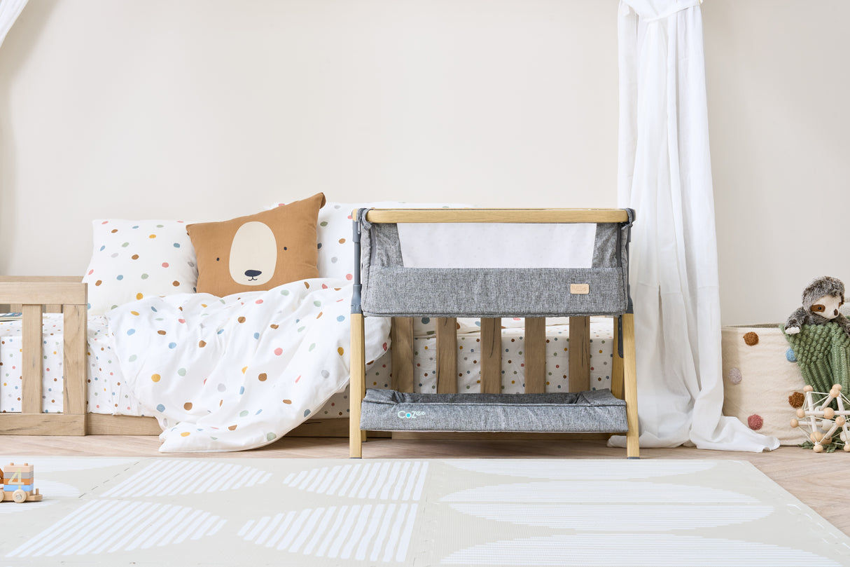 Tutti Bambini CoZee Mini Me Play Crib - Oak & Charcoal