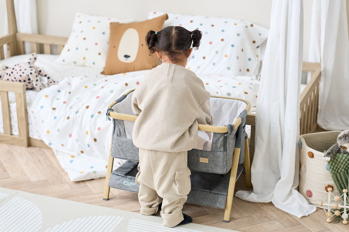 Tutti Bambini CoZee Mini Me Play Crib - Oak & Charcoal