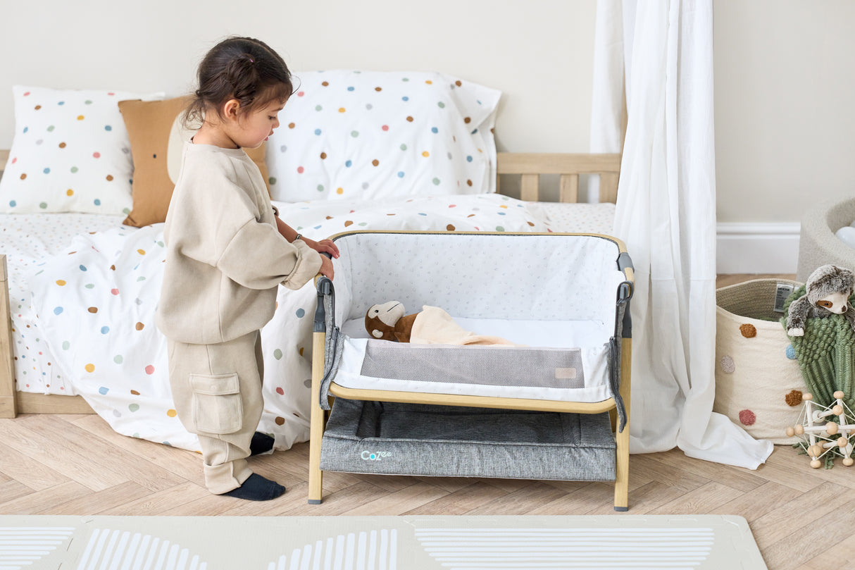 Tutti Bambini CoZee Mini Me Play Crib - Oak & Charcoal