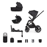 Venicci Upline 2 Travel System with Accessories, Tiago Car Seat & ISOFIX Base - All Black