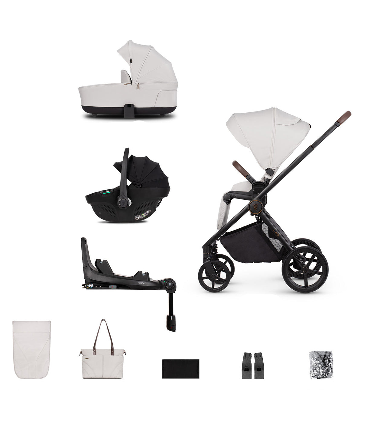 Venicci Claro Travel System with Tiago 360 Car Seat and ISOFIX Base - Vanilla