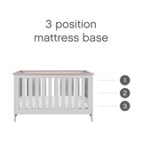 Tutti Bambini Verona 3 Piece Nursery Furniture Set with Cot Bed, Dresser and Wardrobe - Dove Grey / Oak
