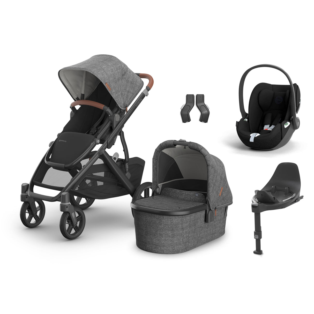 UPPAbaby Vista V3 Travel System Bundle with Cybex Cloud T Car Seat and ISOFIX Base - Greyson