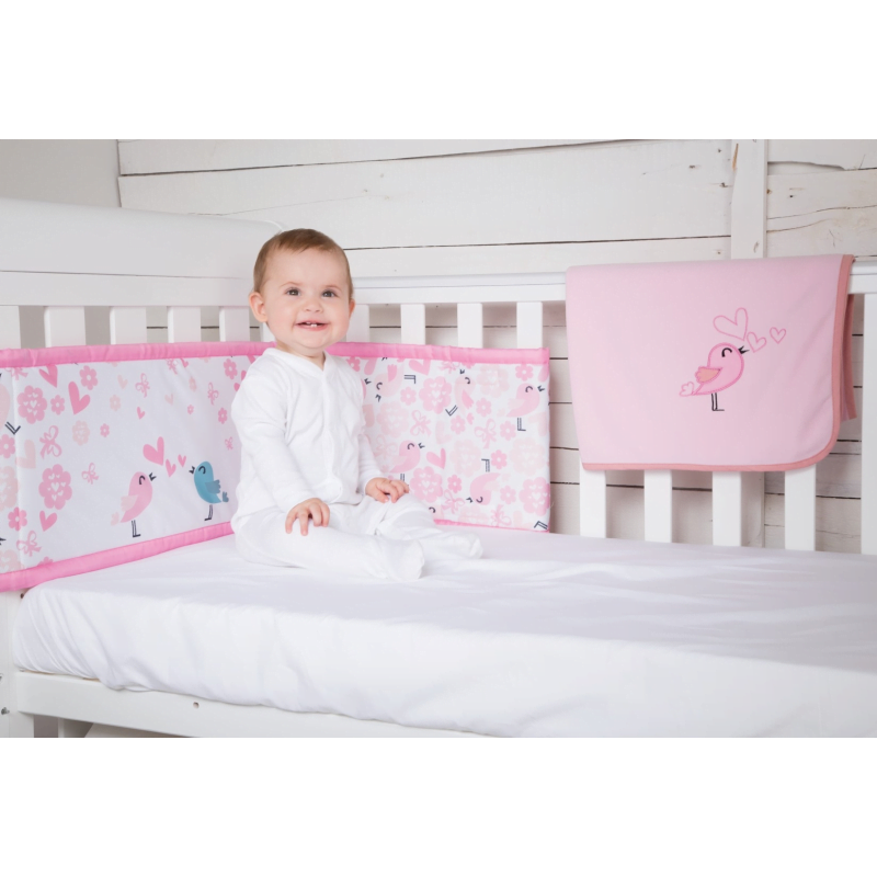 CuddleCo Comfi Dreams 2 Piece Cot / Cot Bed Bedding Set – Love Birds