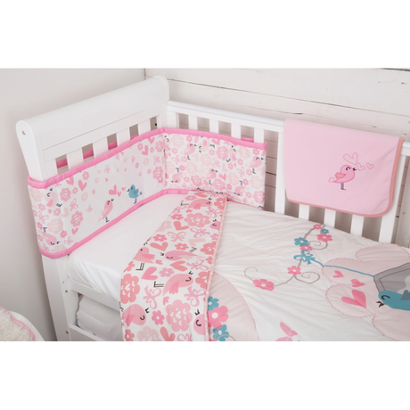 CuddleCo Comfi Dreams 2 Piece Cot / Cot Bed Bedding Set – Love Birds