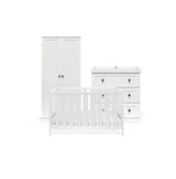 Silver Cross Bromley 3 Piece Nursery Furniture Set with Convertible Cot to Toddler Bed, Dresser & Wardrobe - White