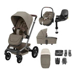 Maxi Cosi Fame Premium Travel System Bundle With Accessories, Pebble 360 Pro2 Car Seat and ISOFIX Base - Twillic Truffle