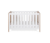 Silver Cross Finchley 2 Piece Nursery Furniture Set with Convertible Cot Bed and Double Wardrobe - Nordic White / Oak