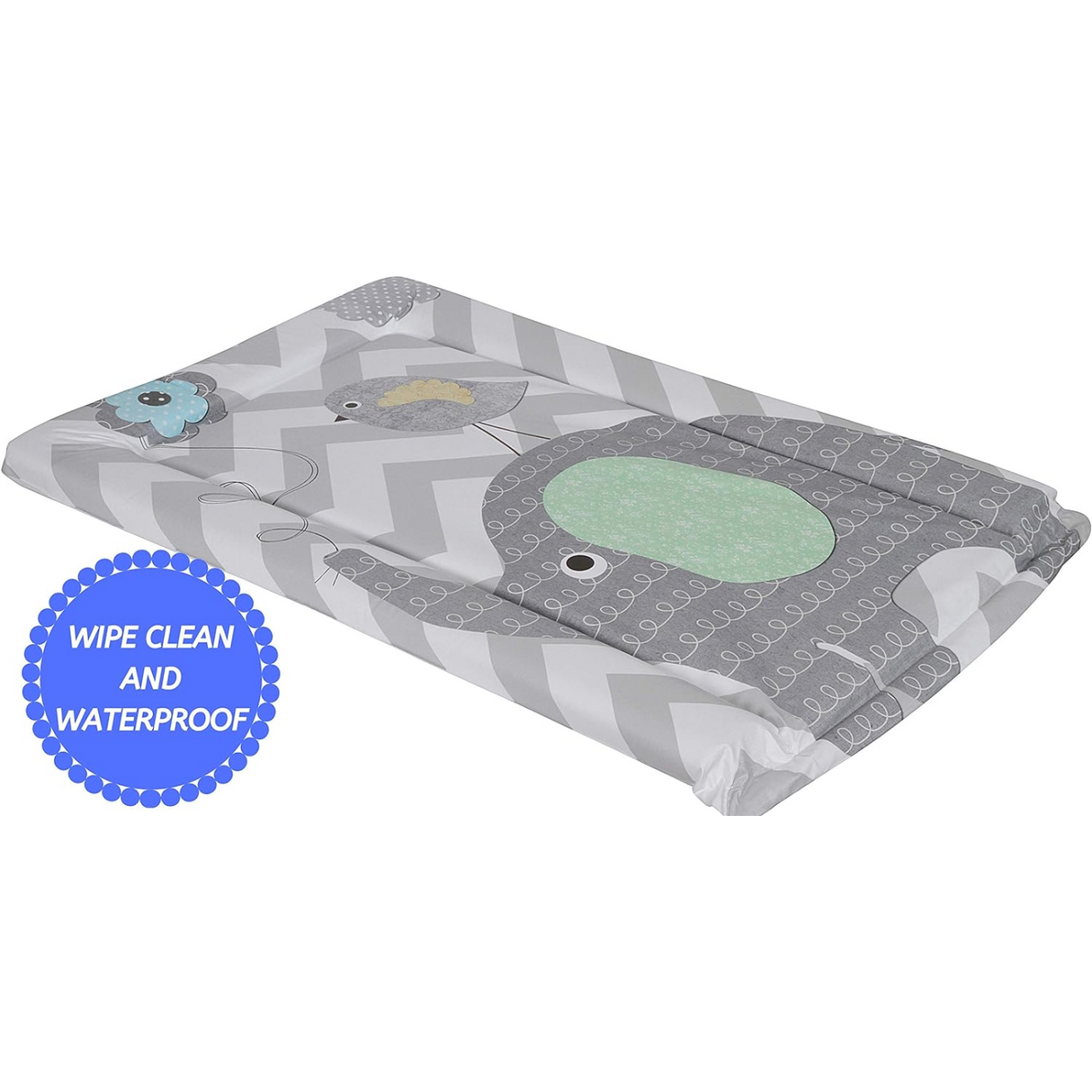 Callowesse Soft Foam Baby Changing Mat - Elephant Chevron Grey