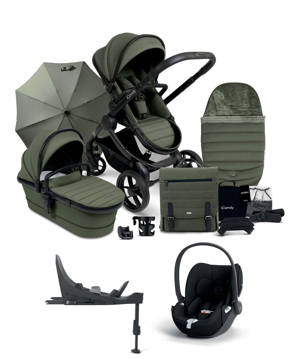 iCandy Peach 7 Complete Travel System with Cybex Cloud T and ISOFIX Base - Ivy