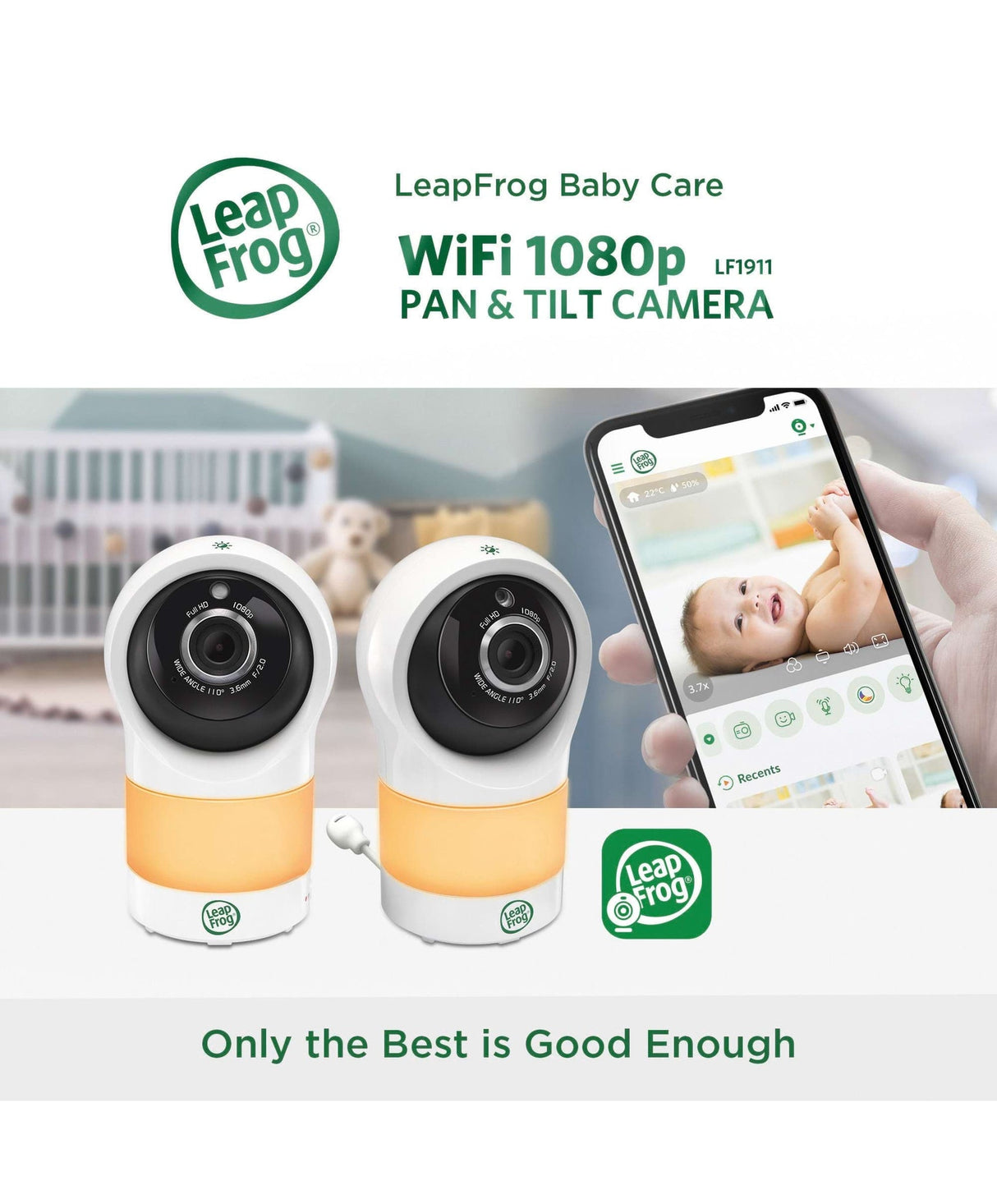 LeapFrog LF1911HD Smart Wi-Fi Baby Monitor with Colour Night Vision