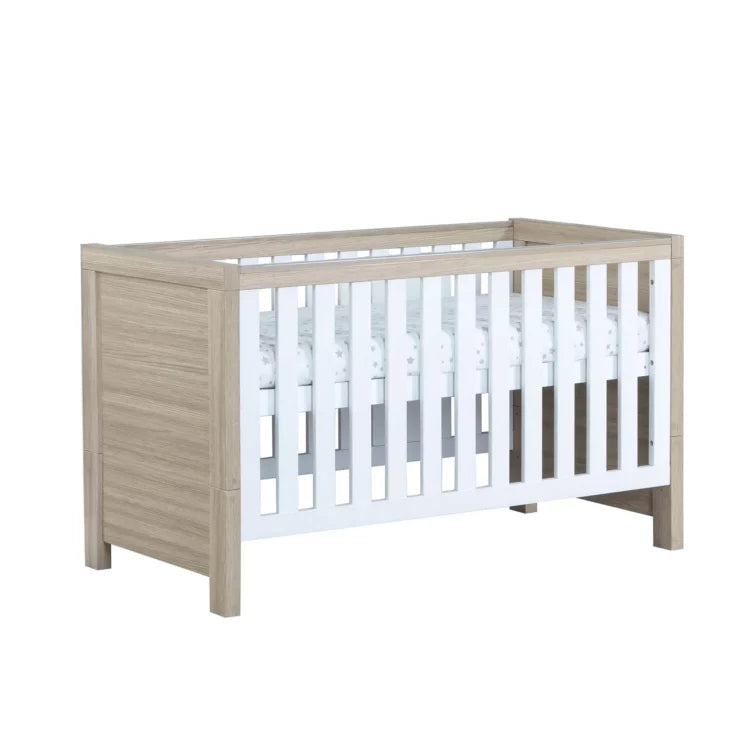 Babymore Luno 2 Piece Nursery Furniture Set with Cot Bed & Dresser - Oak White