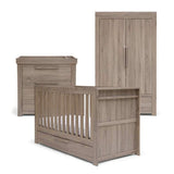 Mamas & Papas Franklin 3 Piece Nursery Furniture Set with Cot Bed, Dresser and Wardrobe - Grey Wash