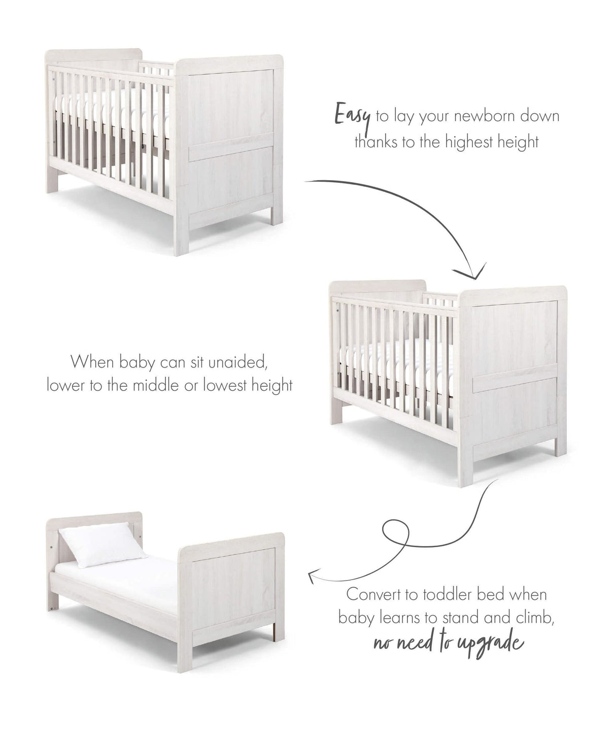 Mamas & Papas Atlas Cot Bed - Nimbus White