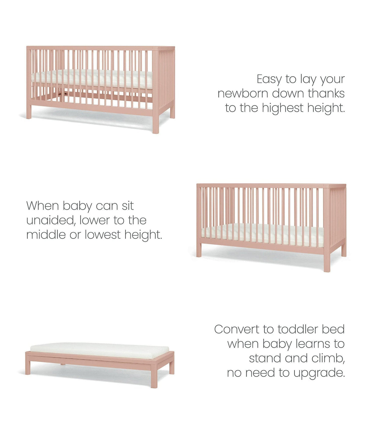 Mamas & Papas Solo Cot Bed - Blush