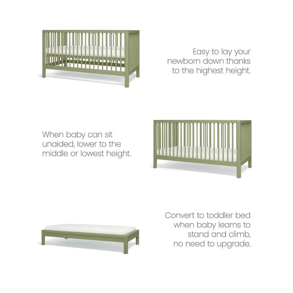 Mamas & Papas Solo Cot Bed - Moss Green