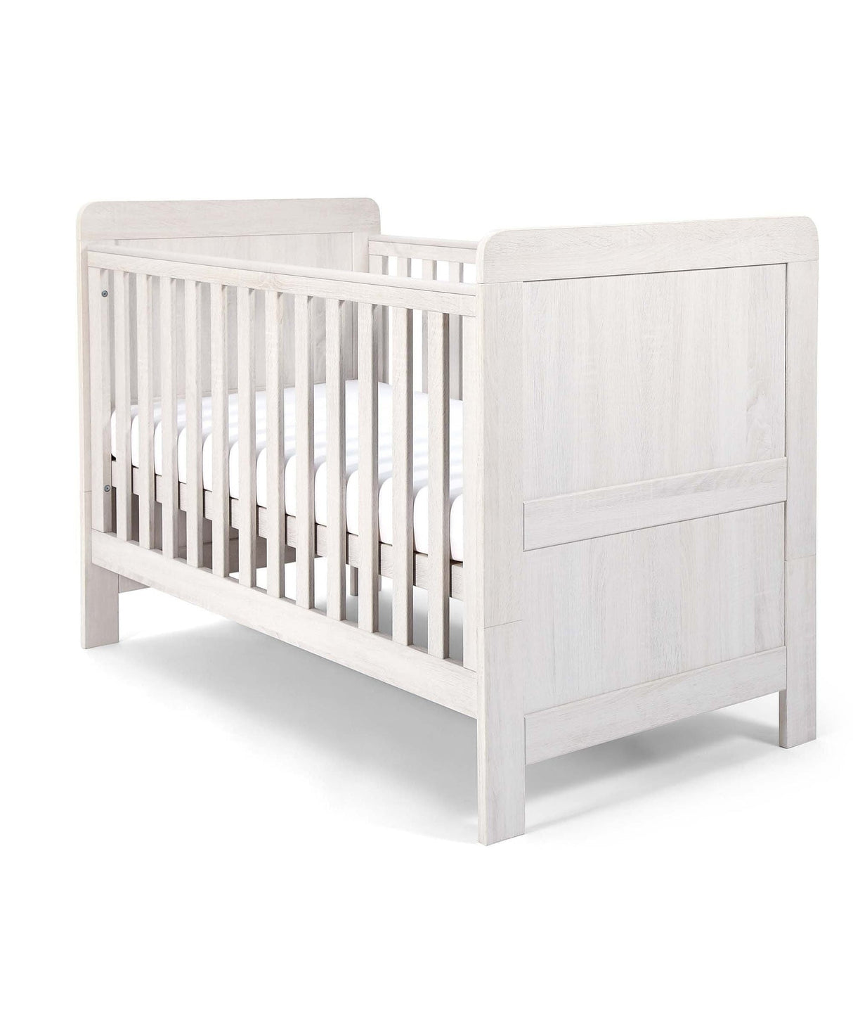 Mamas & Papas Atlas 3 Piece Nursery Furniture Set with Cot Bed, Dresser & Wardrobe - Nimbus White