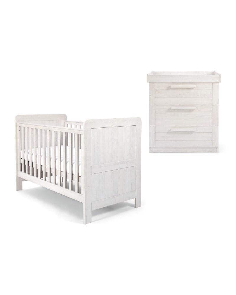 Mamas & Papas Atlas 2 Piece Furniture Set with Cotbed & Dresser - Nimbus White