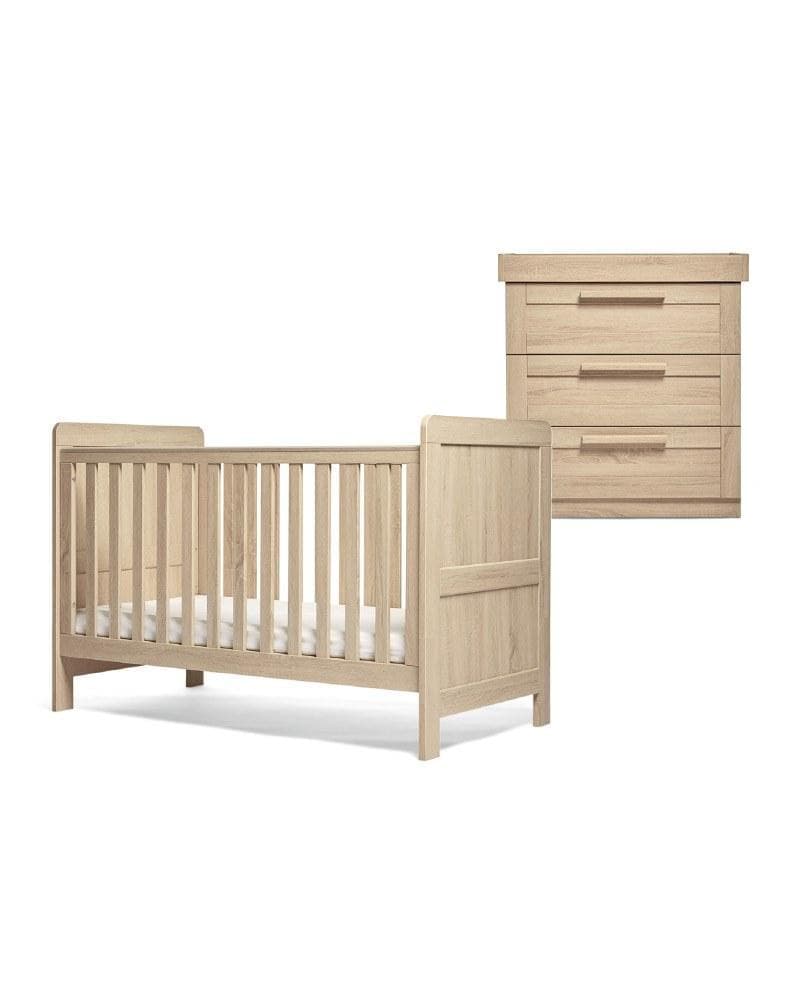 Mamas & Papas Atlas 2 Piece Furniture Set with Cotbed & Dresser - Light Oak